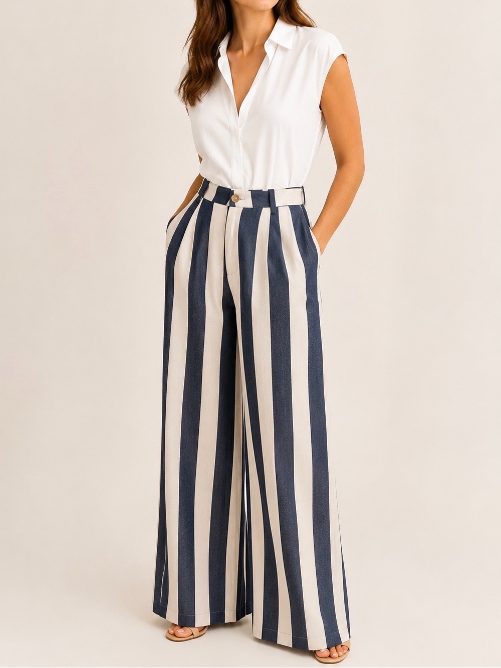Flat White Wide Leg Pants